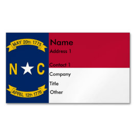 Affärskort Magnet med Flagga av North Carolina