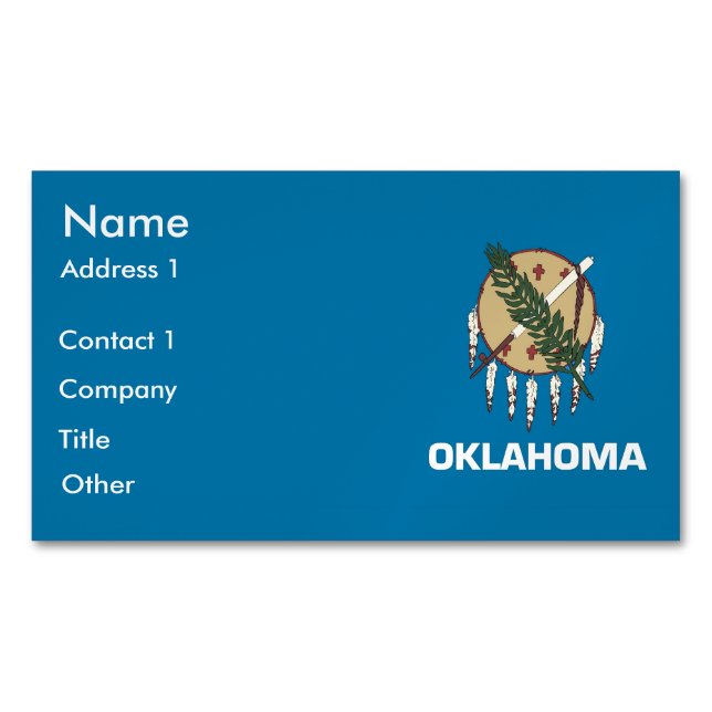 Affärskort Magnet med Flagga av Oklahoma (Framsida)