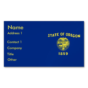 Affärskort Magnet med Flagga av Oregon
