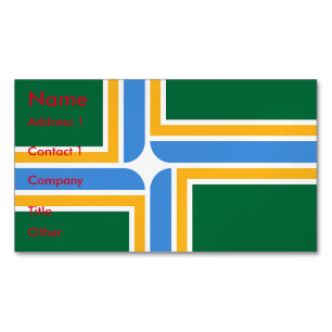 Affärskort Magnet med Flagga av Portland, USA