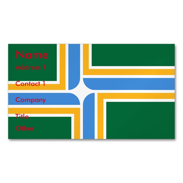 Affärskort Magnet med Flagga av Portland, USA (Framsida)