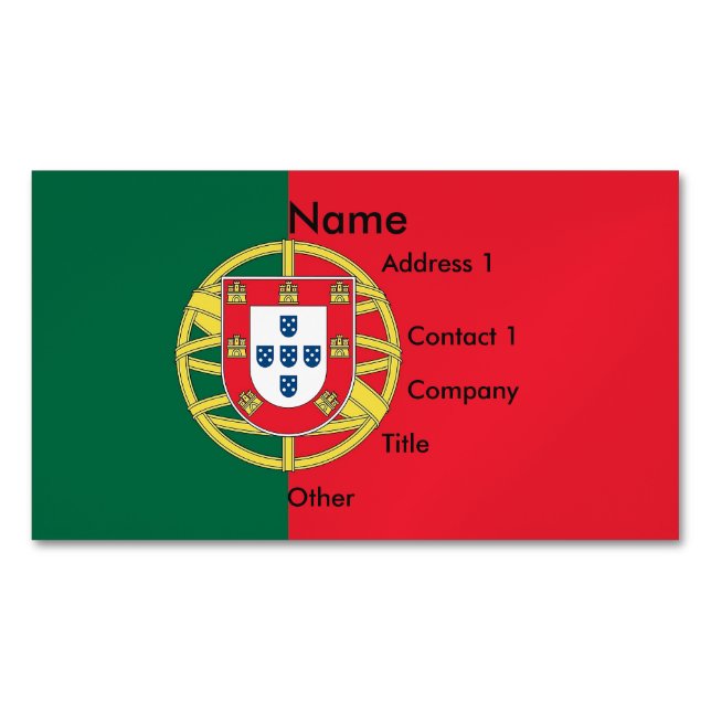 Affärskort Magnet med Flagga av Portugal (Framsida)