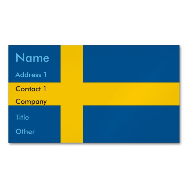 Affärskort Magnet med Flagga av Sverige (Framsida)