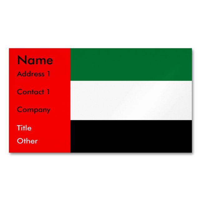 Affärskort Magnet med Flagga av UAE (Framsida)