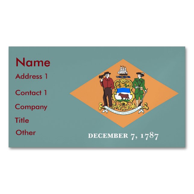 Affärskort Magnet med Flagga Delaware (Framsida)