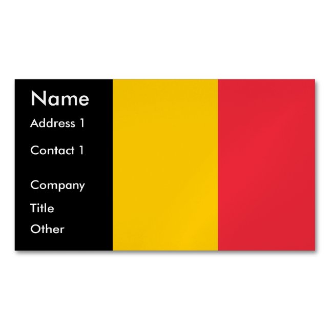 Affärskort Magnet med Flagga från Belgien (Framsida)