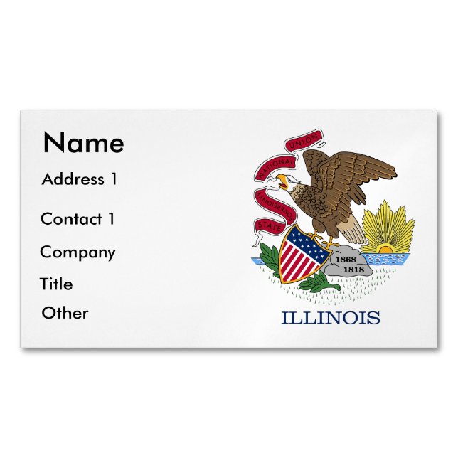 Affärskort Magnet med Flagga Illinois (Framsida)