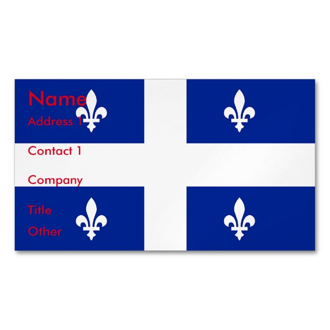 Affärskort Magnet med Flagga Quebec (Framsida)