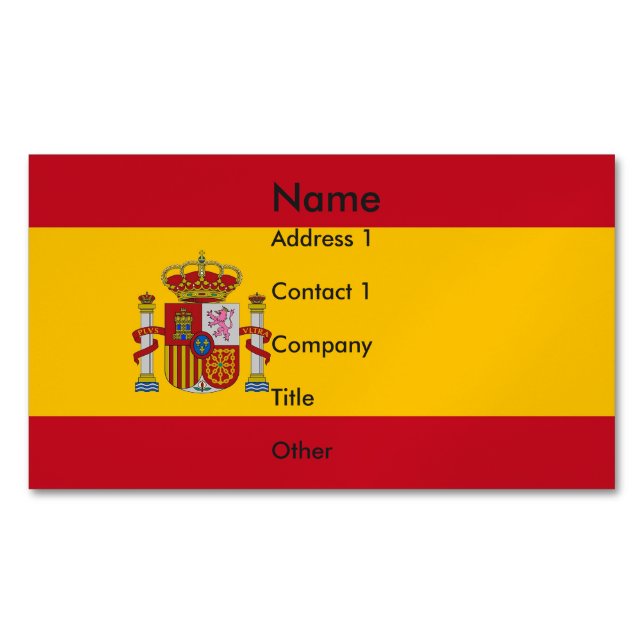Affärskort Magnet med Flagga Spanien (Framsida)