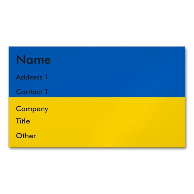 Affärskort Magnet med Flagga Ukraina (Framsida)
