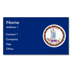 Affärskort Magnet med Flagga Virginia, USA