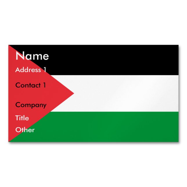 Affärskort Magnet med Palestinas Flagga (Framsida)