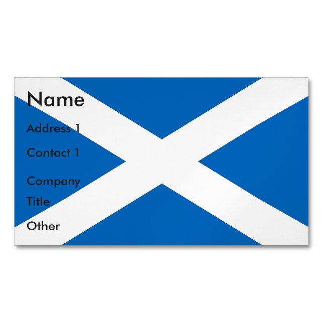 Affärskort Magnet with Flagga of Scotland, UK (Framsida)