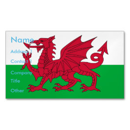 Affärskort Magnet with Flagga of Wales, UK