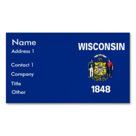 Affärskort Magnet with Flagga of Wisconsin, USA