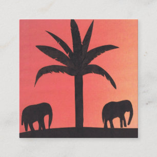 Affärskort med Elephant Silhouettes Fyrkantigt Visitkort