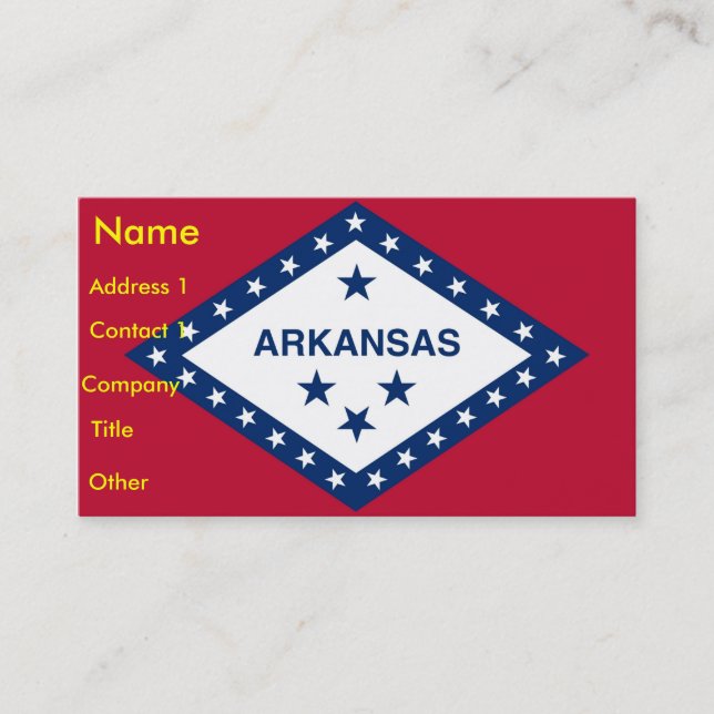 Affärskort med Flagga Arkansas U.S.A. Visitkort (Framsida)
