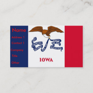Affärskort med Flagga av Iowa U.S.A. Visitkort