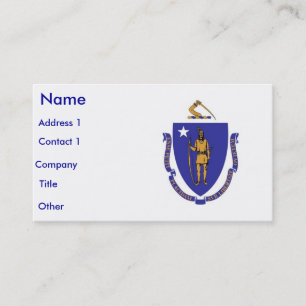 Affärskort med Flagga av Massachusettes, USA Visitkort
