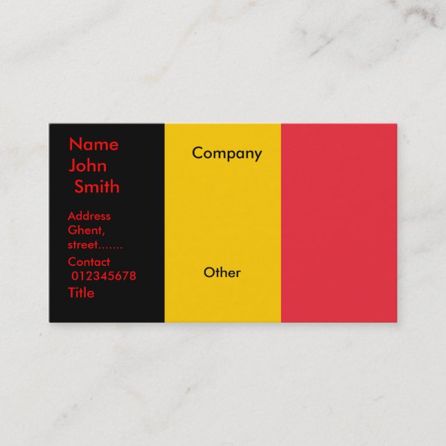 Affärskort med Flagga Belgien Visitkort (Framsida)