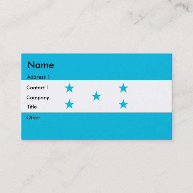 Affärskort med Flagga Honduras Visitkort (Framsida)