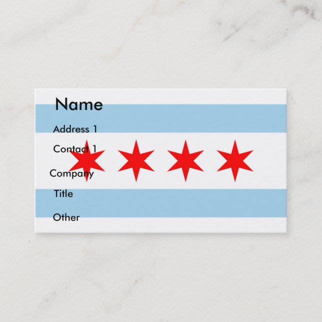 Affärskort med Flagga of Chicago, USA Visitkort (Framsida)