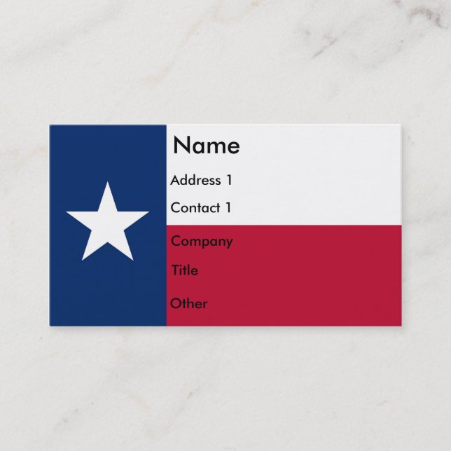 Affärskort med Flagga Texas U.S.A. Visitkort (Framsida)