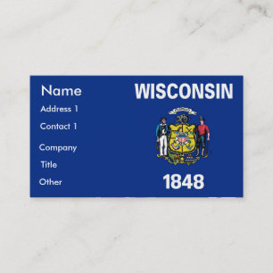 Affärskort med Flagga Wisconsin U.S.A. Visitkort