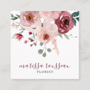 Affärskort med floristisk Blommigt, botaniskt kvad Fyrkantigt Visitkort