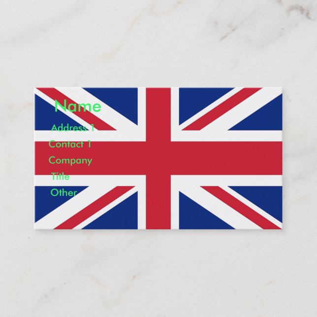 Affärskort med Förenade kungarikets Flagga Visitkort (Framsida)