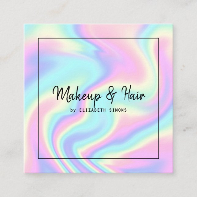 Affärskort med holografiskt struktur. fyrkantigt visitkort (Framsida)