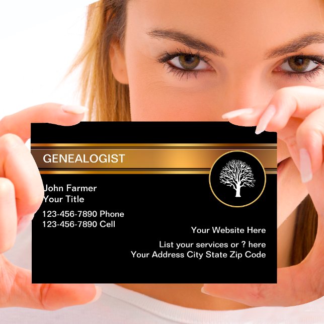 Affärskort med klassens genealogist visitkort (Skapare uppladdad)