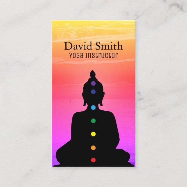 Affärskort med ljusa och färgstarka Chakra Färger Visitkort (Framsida)