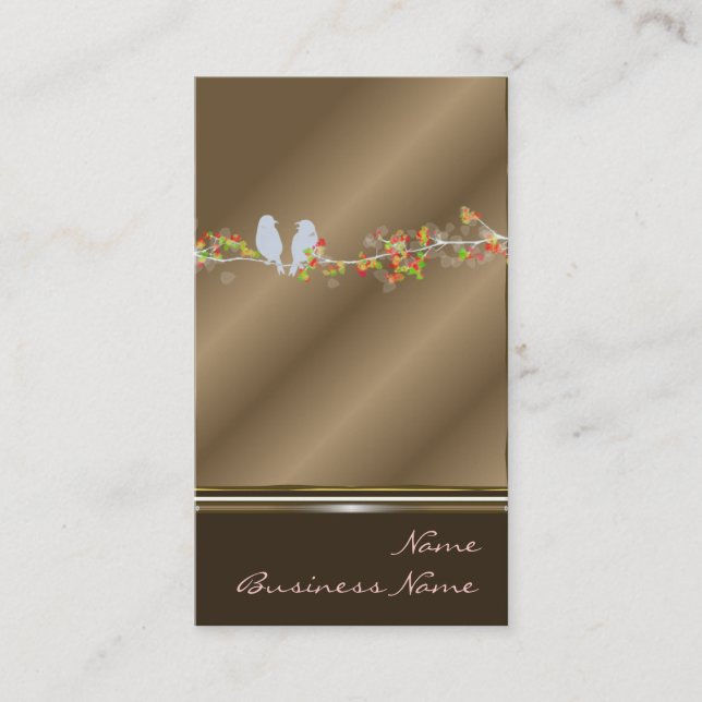 Affärskort med love birds på kopparton visitkort (Framsida)