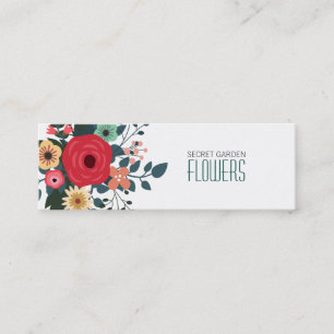 Affärskort med modern floristisk Smala Mini Visitkort