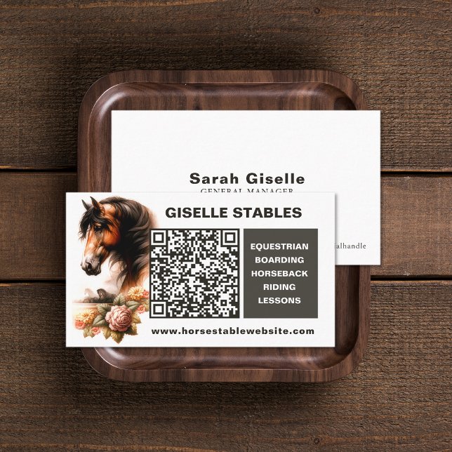 Affärskort med QR-kod Visitkort (Horse Business Cards with QR Code (front and back))