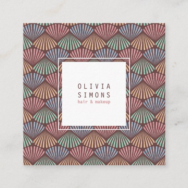 Affärskort med snäcka mönster. fyrkantigt visitkort (Framsida)