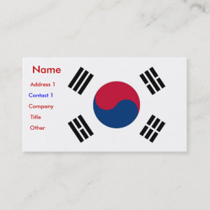 Affärskort med Sydkoreas Flagga Visitkort