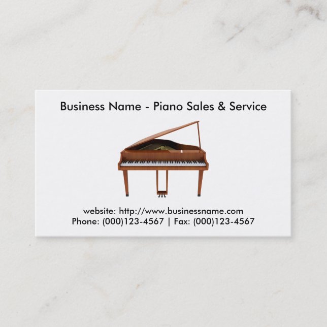 Affärskort: Piano Sales & Service Visitkort (Framsida)