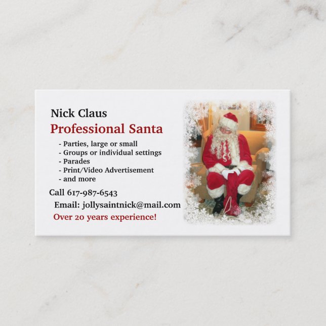 Affärskort: Professionell Santa Santa Visitkort (Framsida)