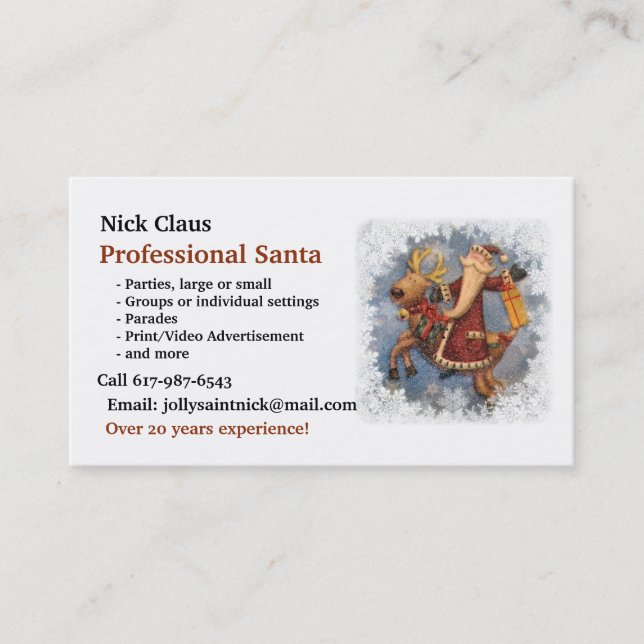 Affärskort: Professionell Santa Santa Visitkort (Framsida)