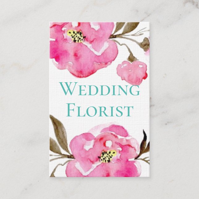 Affärskort - Rosa Blommigt Design Visitkort (Framsida)