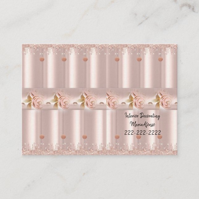 Affärskort, Rosa ros Glitter Insida-dekretet Visitkort (Framsida)