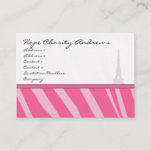 Affärskort Rosa Zebra Damask Eiffel Torn Visitkort