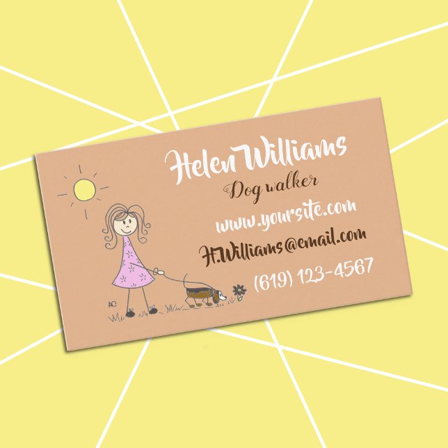 affärskort som går stick figur hund visitkort (Skapare uppladdad)