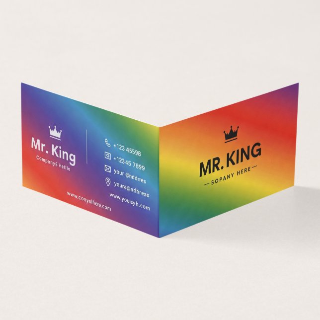 Affärskort Stil Rainbow Kung Kort (Utsida)