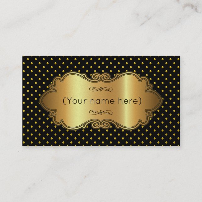 Affärskort/Svart med Guld Polka dots Visitkort (Framsida)