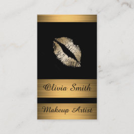 Affärskort/Svart med Guld Rand och Läppar Visitkort