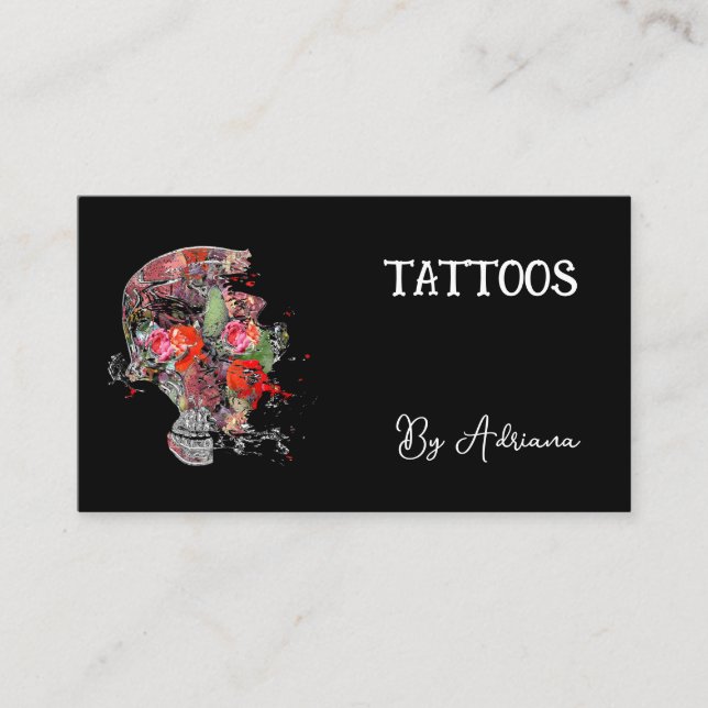 Affärskort Tattoskalle Visitkort (Framsida)