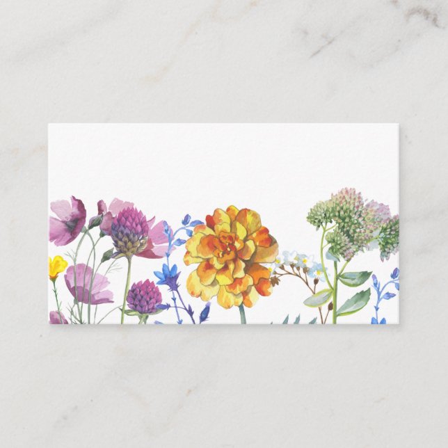 Affärskort - vattenfärgsutskrift för Blommigt Visitkort (Framsida)